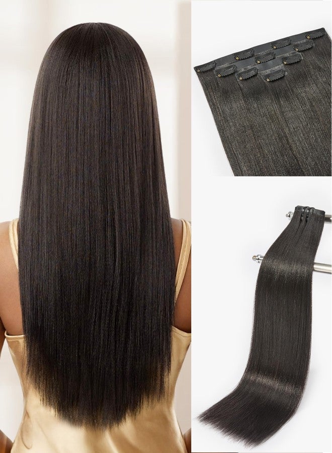 LUVME وصلات شعر LUVME Yaki Straight Seamless 70g 4 قطع بمشابك، وصلات شعر كاملة ماكس بطول 22 بوصة من شعر ريمي بشري طبيعي، أسود طبيعي 100% شعر ناعم حقيقي - Image 1